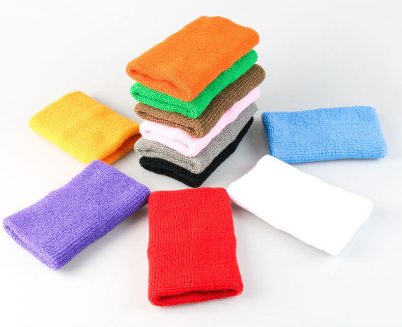 Colorful sports gym custom logo elastic cotton sweatband wristbands Export-Oriented Factory Wholesale