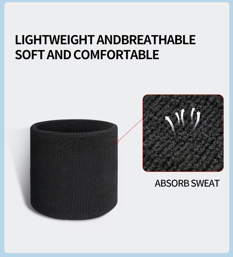 Colorful sports gym custom logo elastic cotton sweatband wristbands Export-Oriented Factory Wholesale