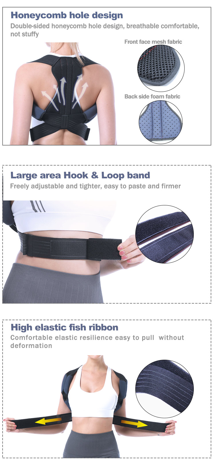 Comfortable Adjustable Neoprene Back Brace Posture Corrector to improve bad posture Manufacturing Services Export