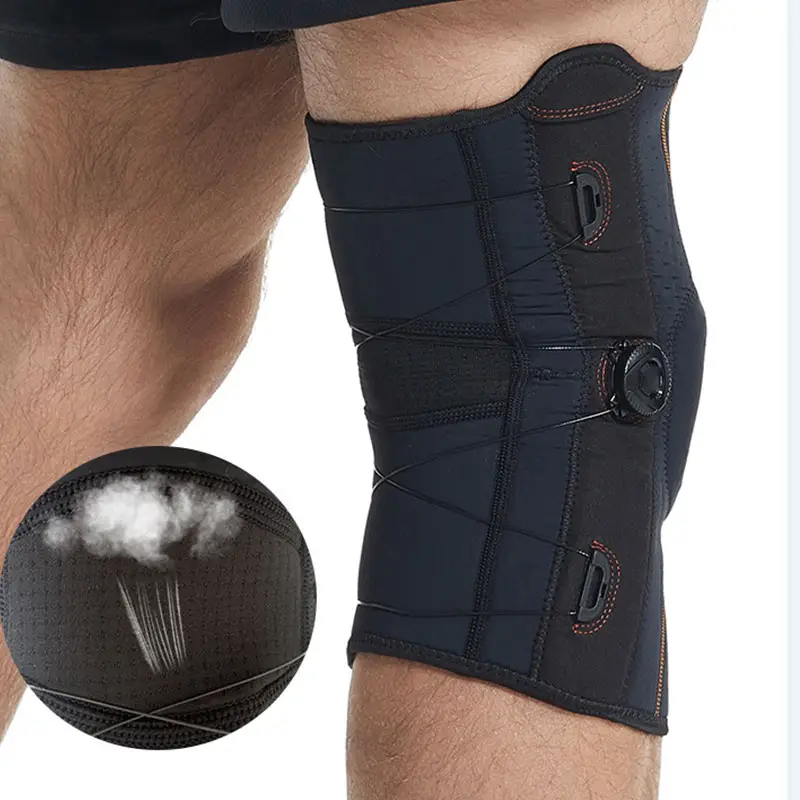 Compression Adjustable Rotate Button Knee Brace Adjustable Knee Support with double springs stays silicone pad Quality Manufacturing Direct