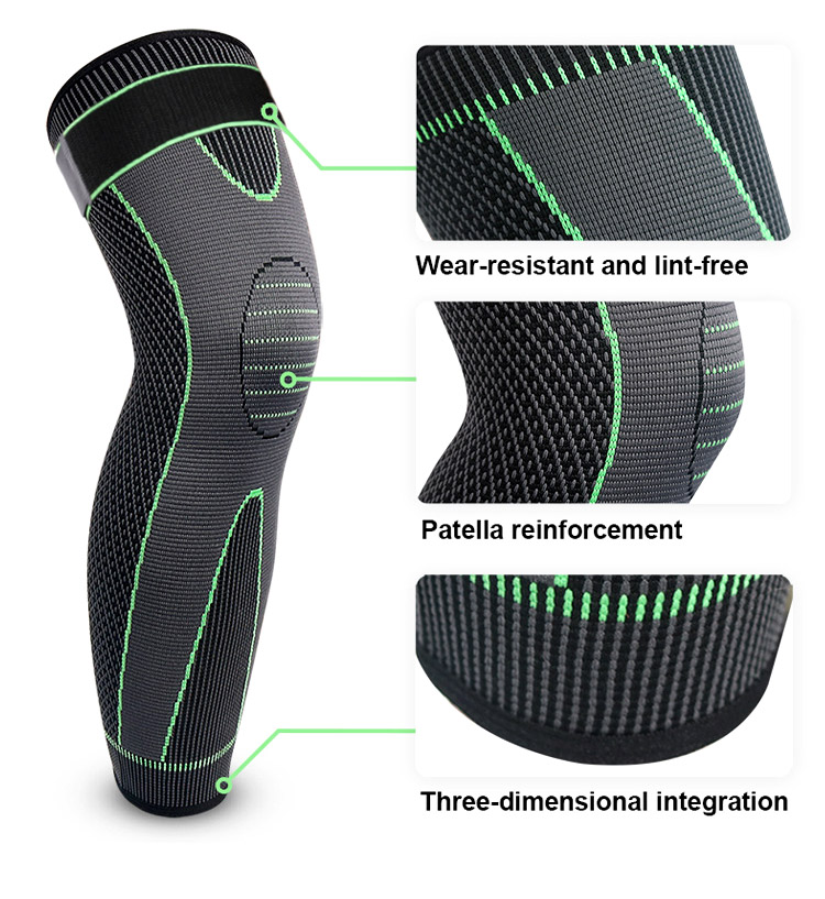 Compression Knee Pads Support Lengthen Stripe Sport Sleeve Protector Elastic Long Kneepad Brace Volleyball Running China Factory Supply