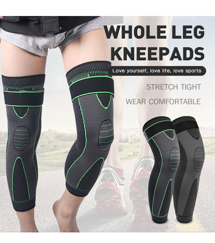 Compression Knee Pads Support Lengthen Stripe Sport Sleeve Protector Elastic Long Kneepad Brace Volleyball Running China Factory Supply