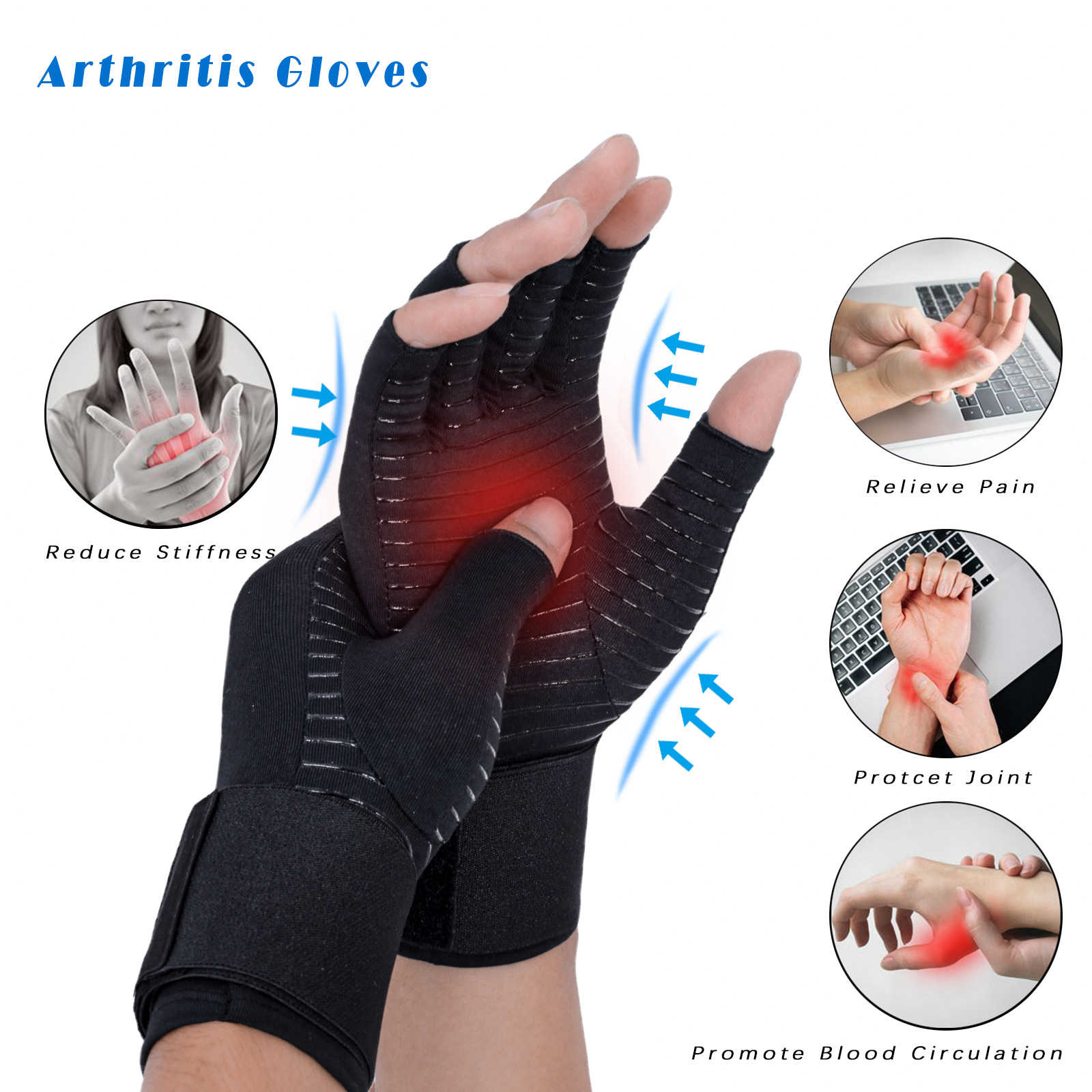 Copper fiber pressurized half-finger gloves Outdoor sports fitness training wrist gloves Manufacturer and Supplier