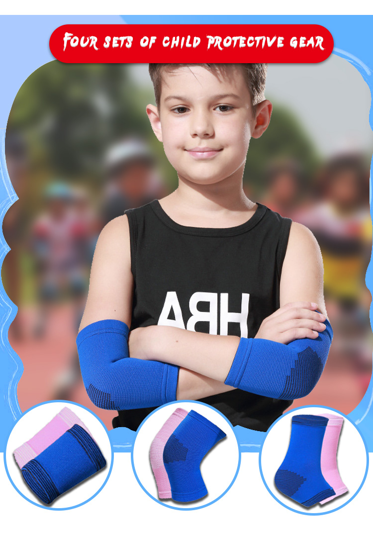 Double Color Optional Four Sets of Child Protection Gear Knee Pads Comfortable Knee Sleeves for Sports Wholesale Distribution