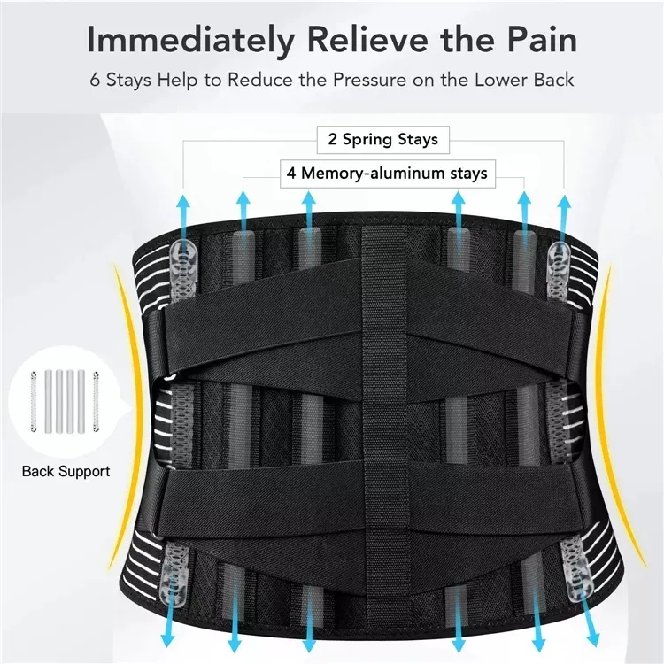 Double Pull Breathable Brace Lumbar Back Belt Function waist support 6 steel plates support the waist  fish silk fabric OEM Wholesale Outlet