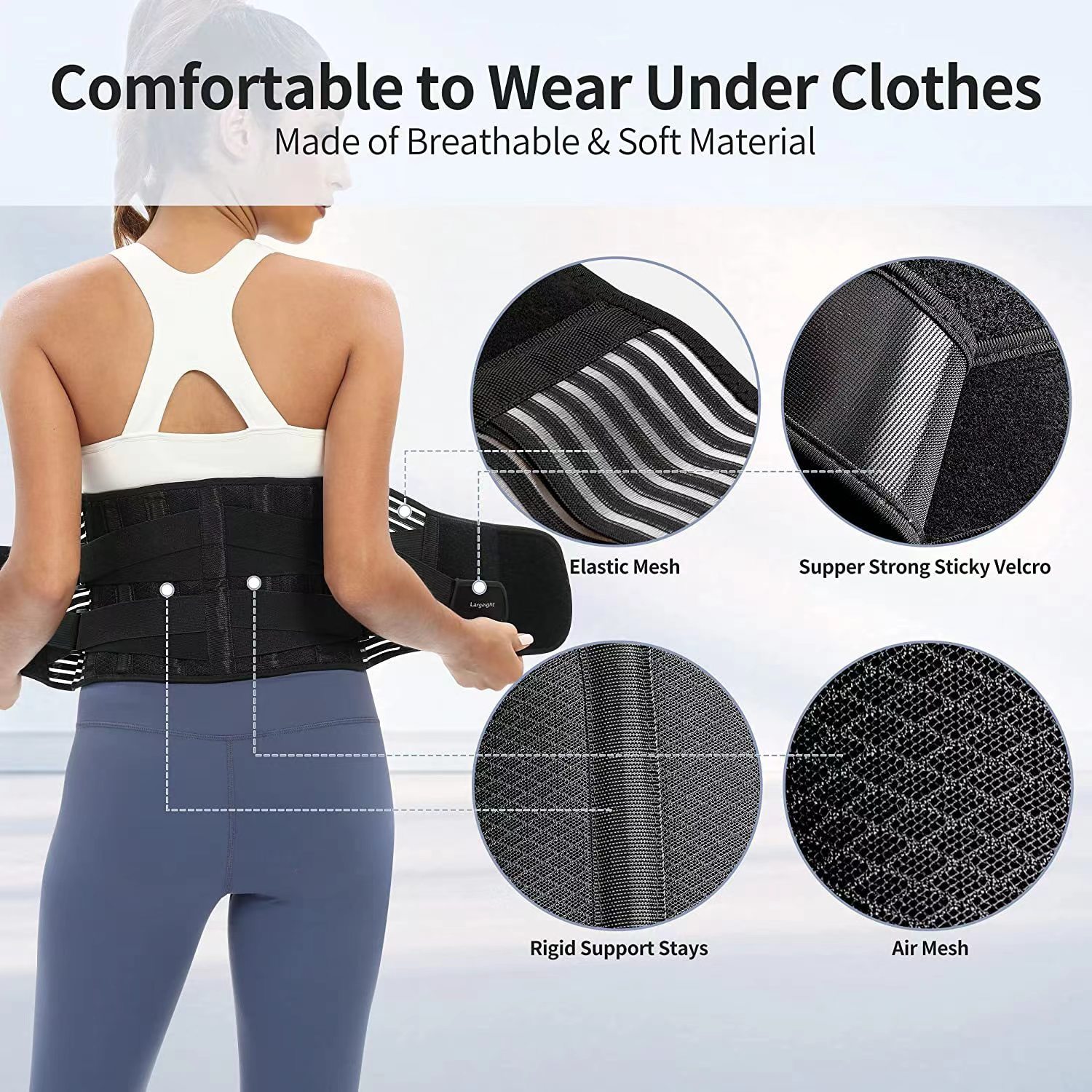 Double Pull Breathable Brace Lumbar Back Belt Function waist support 6 steel plates support the waist  fish silk fabric OEM Wholesale Outlet
