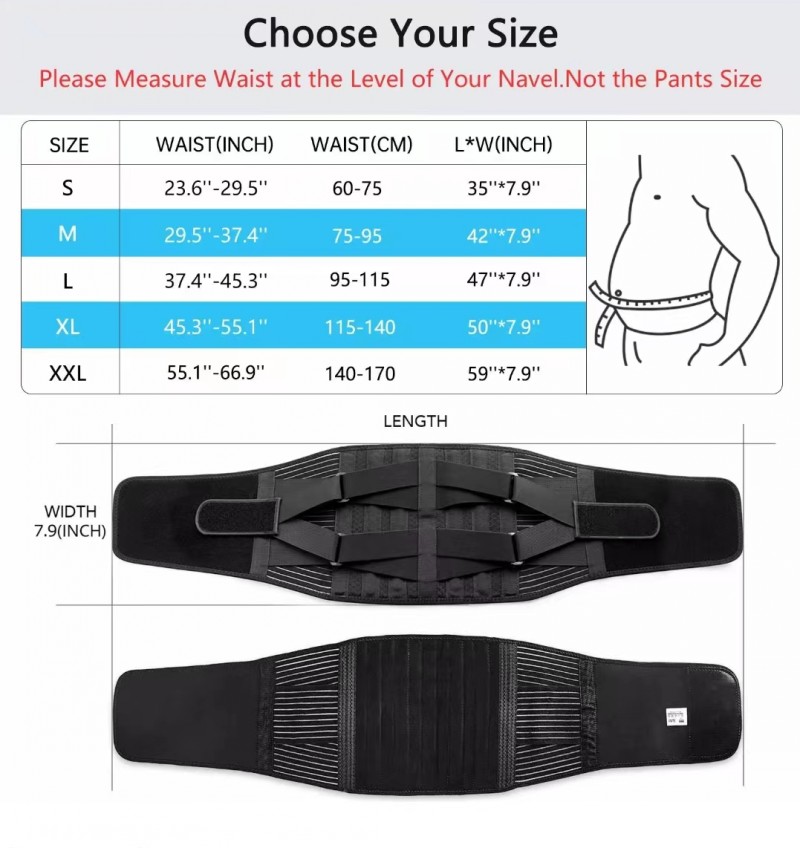 Double Pull Breathable Brace Lumbar Back Belt Function waist support 6 steel plates support the waist  fish silk fabric OEM Wholesale Outlet
