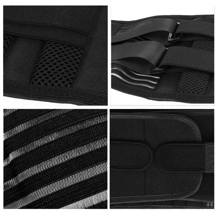 Double Pull Breathable Brace Lumbar Back Belt Function waist support 6 steel plates support the waist  fish silk fabric OEM Wholesale Outlet