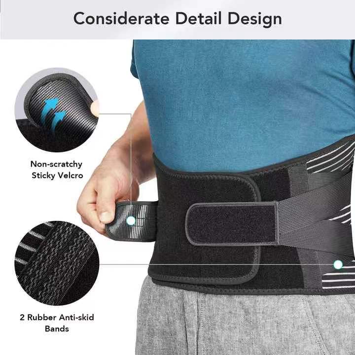 Double Pull Breathable Brace Lumbar Back Belt Function waist support 6 steel plates support the waist  fish silk fabric OEM Wholesale Outlet