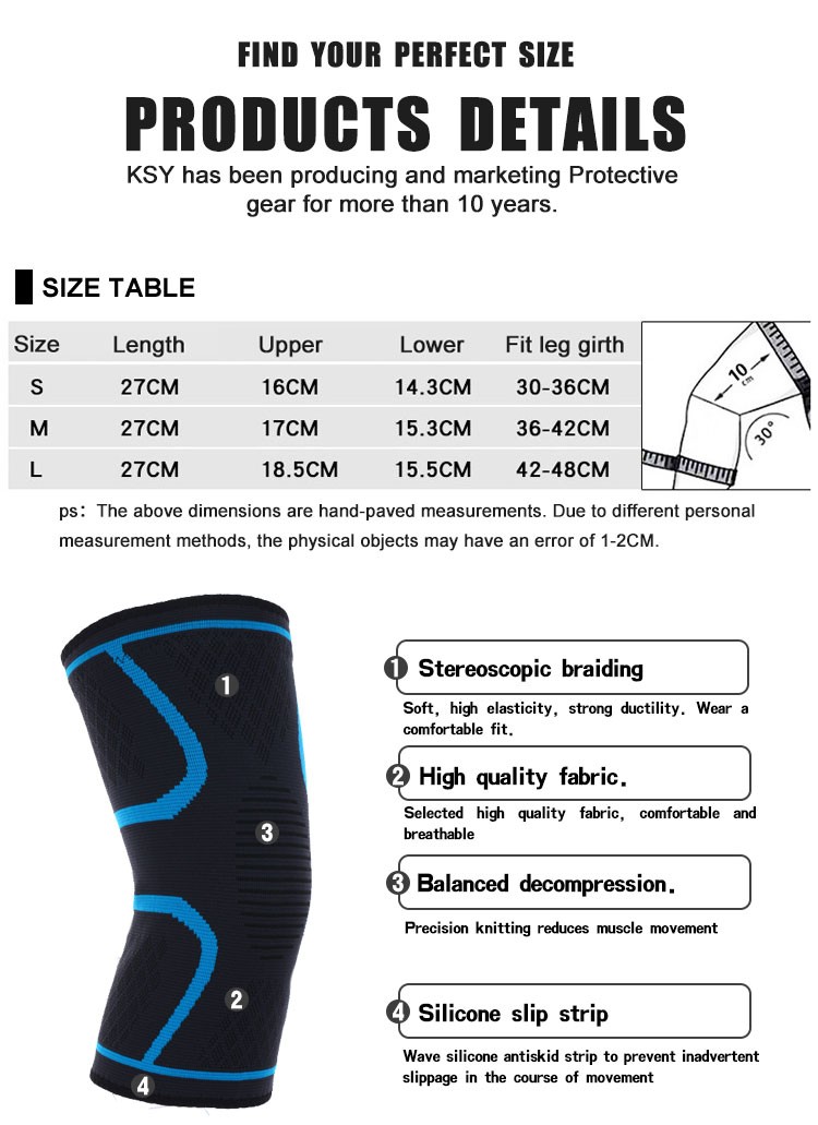 Factory Price 2019 Spandex Polyester Knee Sleeve for Men Women Sport Gym Biking Compress Basketball High-Volume Manufacturing