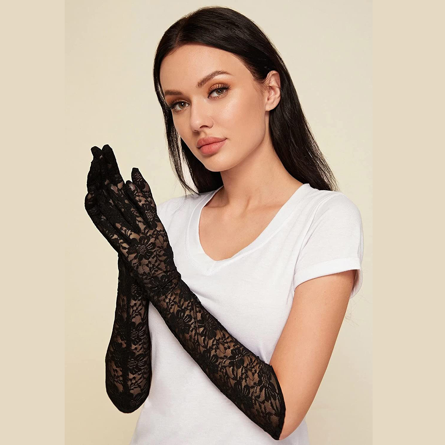 Fashion Lace flower Women's Long Gloves party festival wedding Long Women sexy gloves China Industrial Supplier Chain