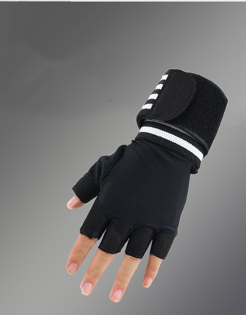 Fitness gloves Sports long wrist guard Anti-cocoon non-slip half finger training pull-up horizontal bar wrist guard Manufacturing Services Export