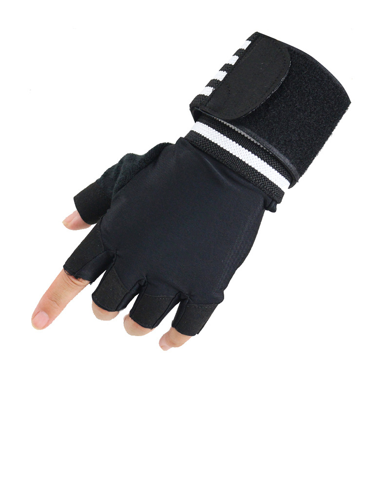 Fitness sports long wristband anti slip half finger gloves male training pull up horizontal bar wristband gloves Product Manufacturing