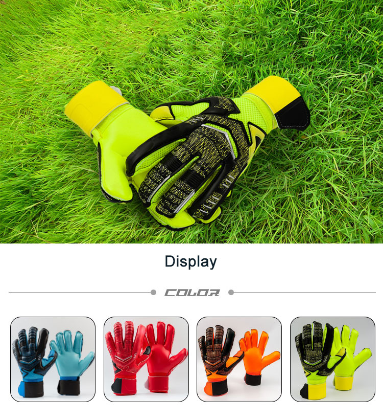 Goalkeeper Gloves with Finger Guard Football Goalkeepers Children Adult Gloves with heavy latex to protect fingers Manufacturer and Supplier