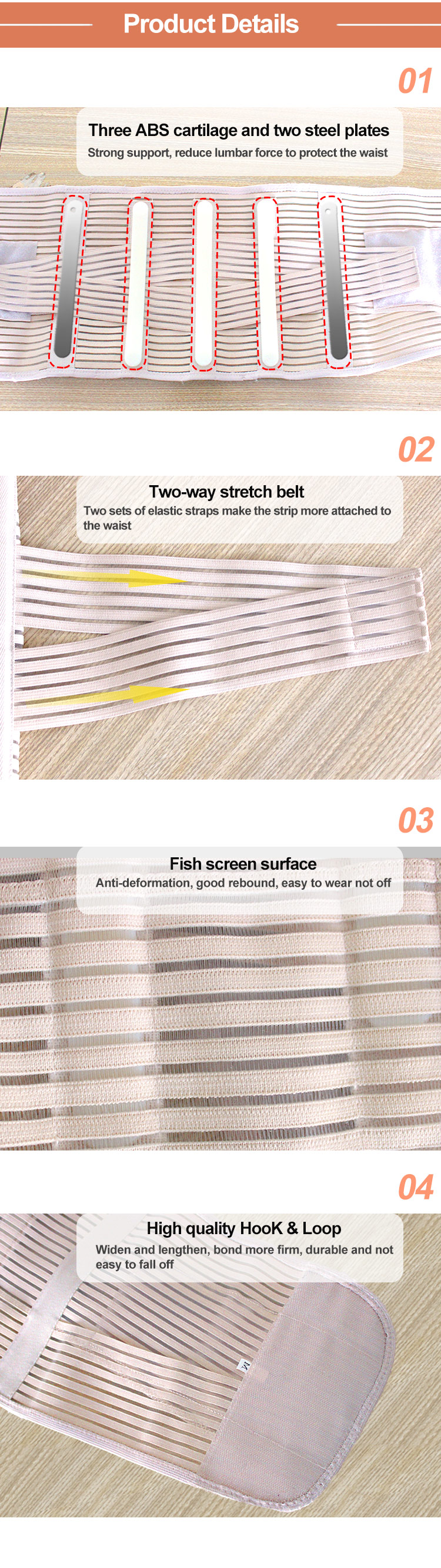 High Elastic Mesh Fabric Waist Support Back Brace for Women Men Quality Manufacturing Processing