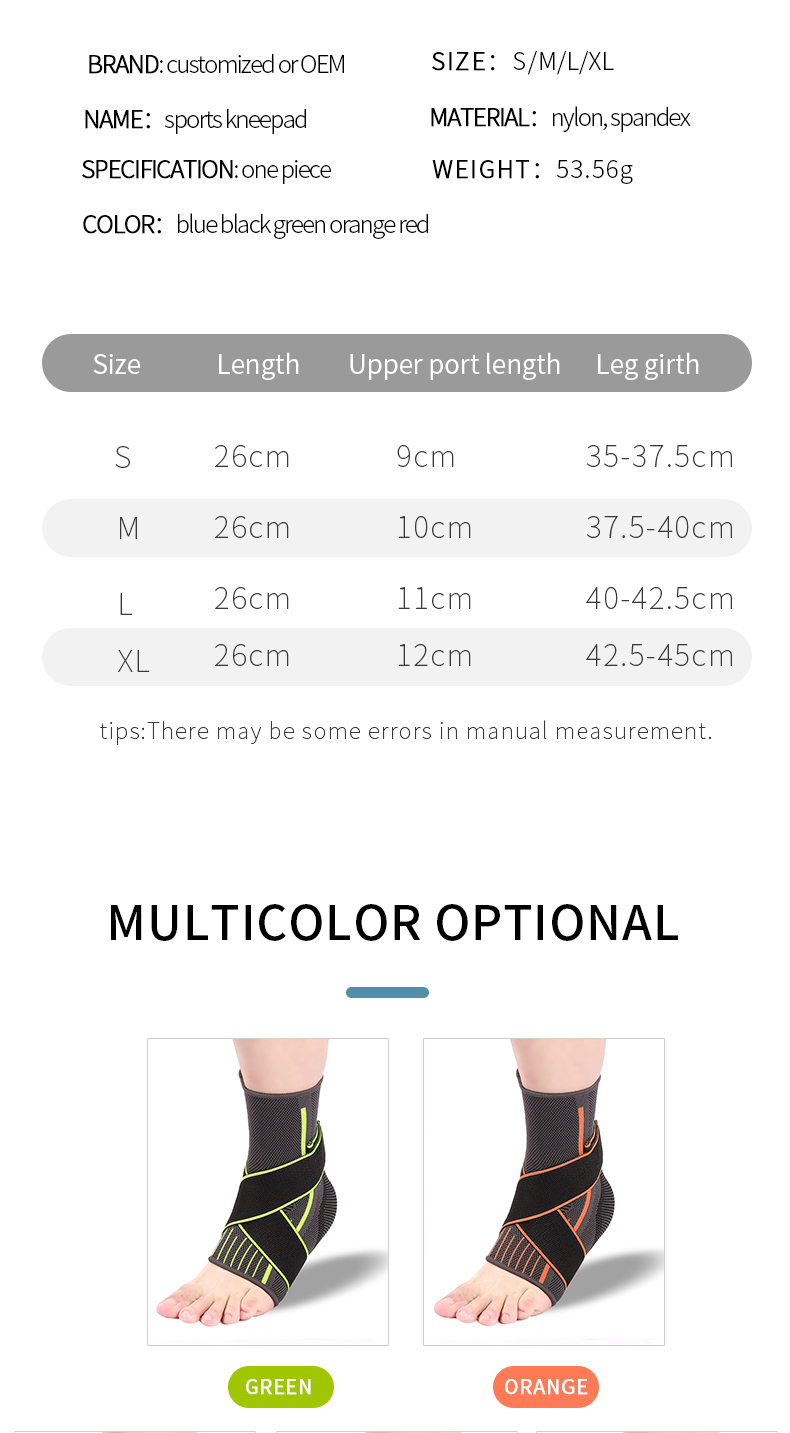 High Quality Compression Ankle Sleeve Ankle Brace Sports Protection Ankle Support Strap Factory Pricing Supply