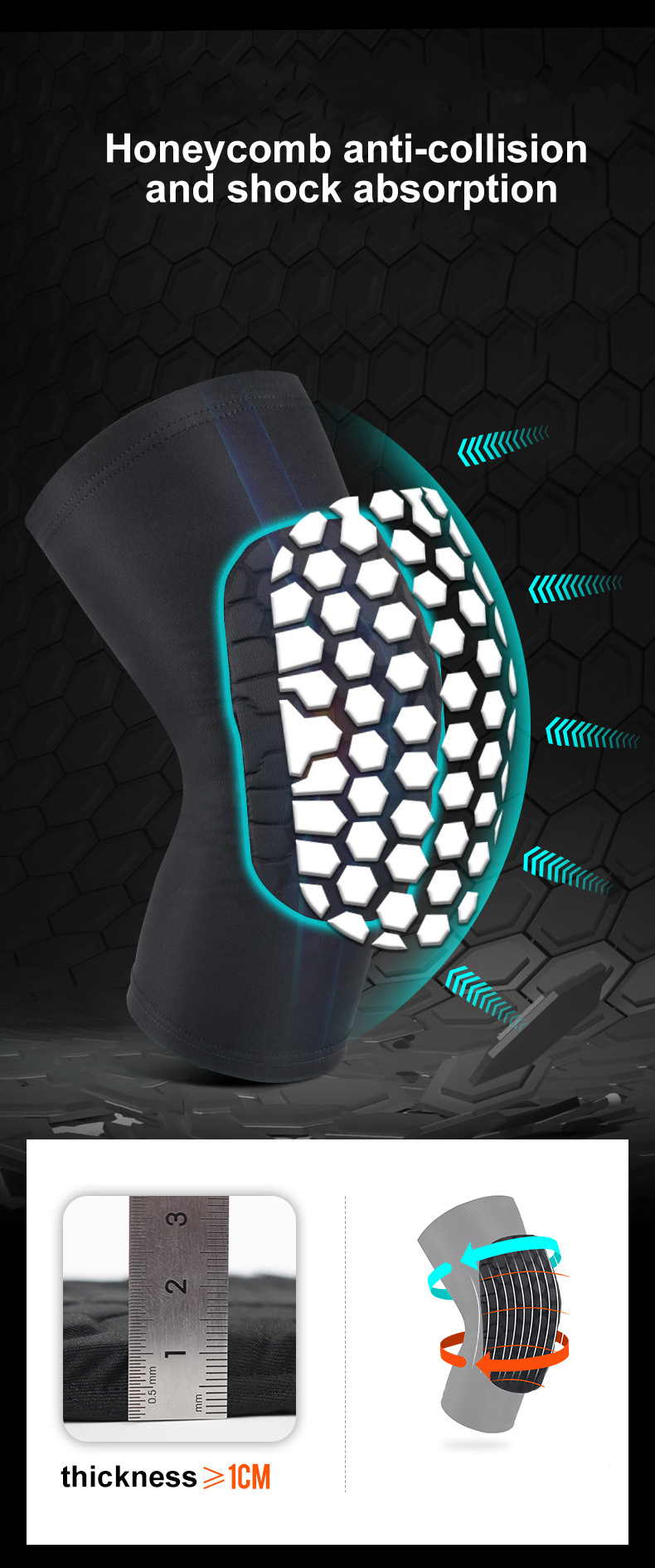 High elastic Honeycomb protection pad long leg compression sleeve basketball knee brace Direct Trade Wholesale