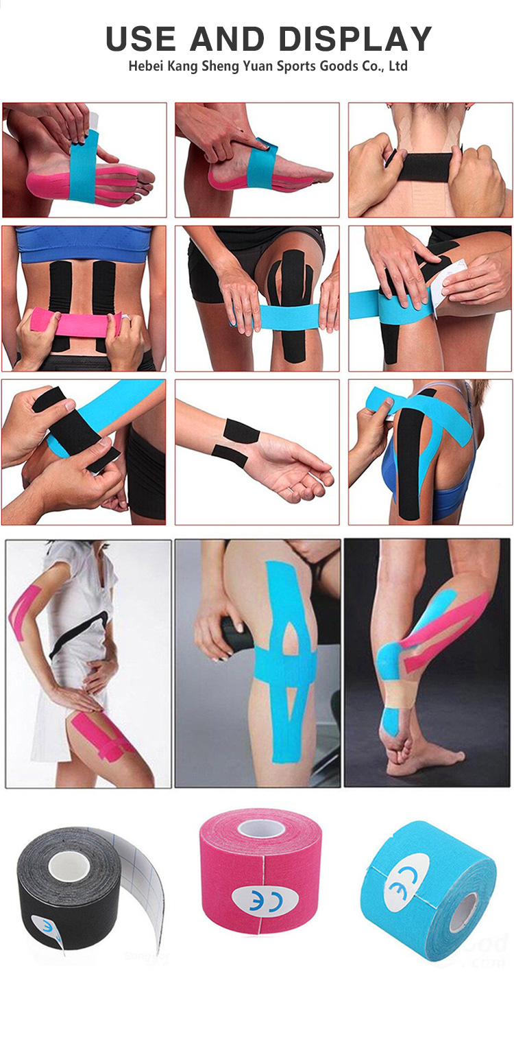 Hot sale Kinesiology Tape Muscle Bandage Sports Cotton Elastic Adhesive Strain Injury Tape Knee Muscle Pain Relief Stickers Wholesale Factory Customization