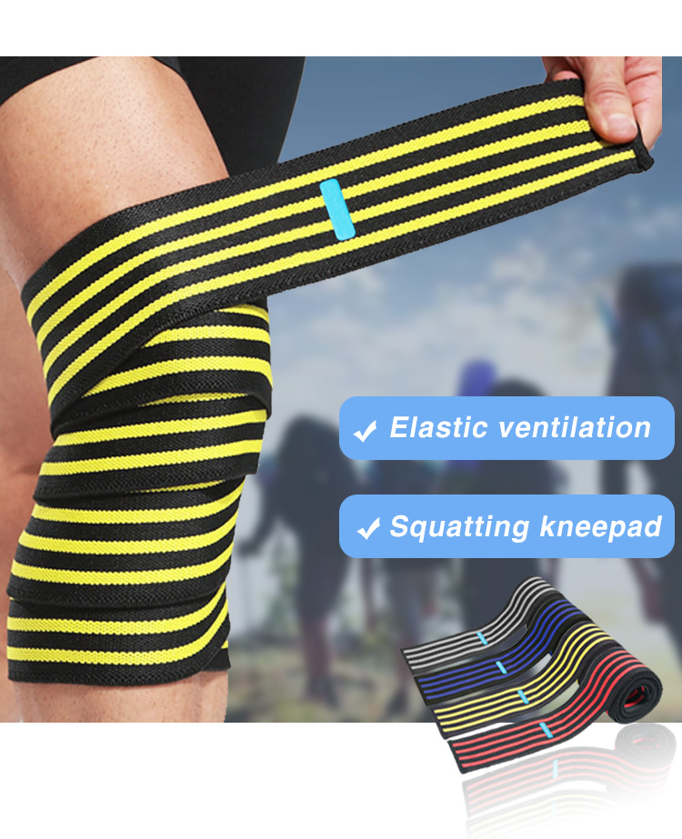 KSY Factory Price Gym Sports Elastic Knee Wraps Weight Lifting Bandage Straps With Non-Slip For All Sports Wholesale B2B Pricing