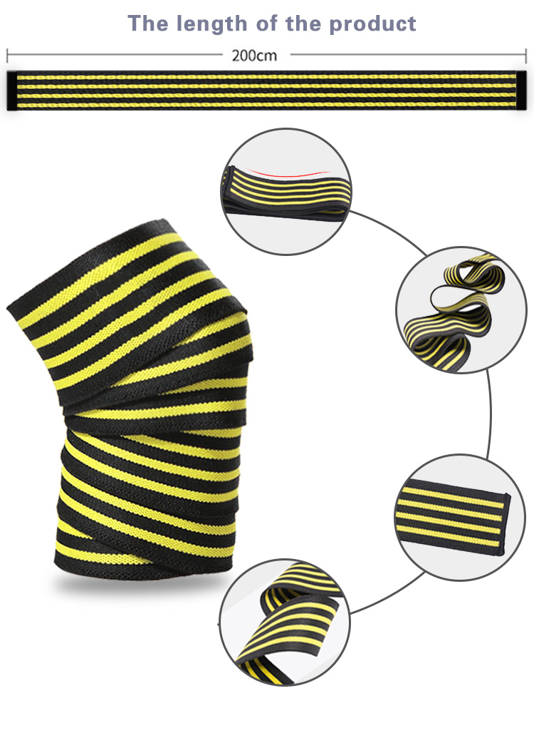 KSY Factory Price Gym Sports Elastic Knee Wraps Weight Lifting Bandage Straps With Non-Slip For All Sports Wholesale B2B Pricing