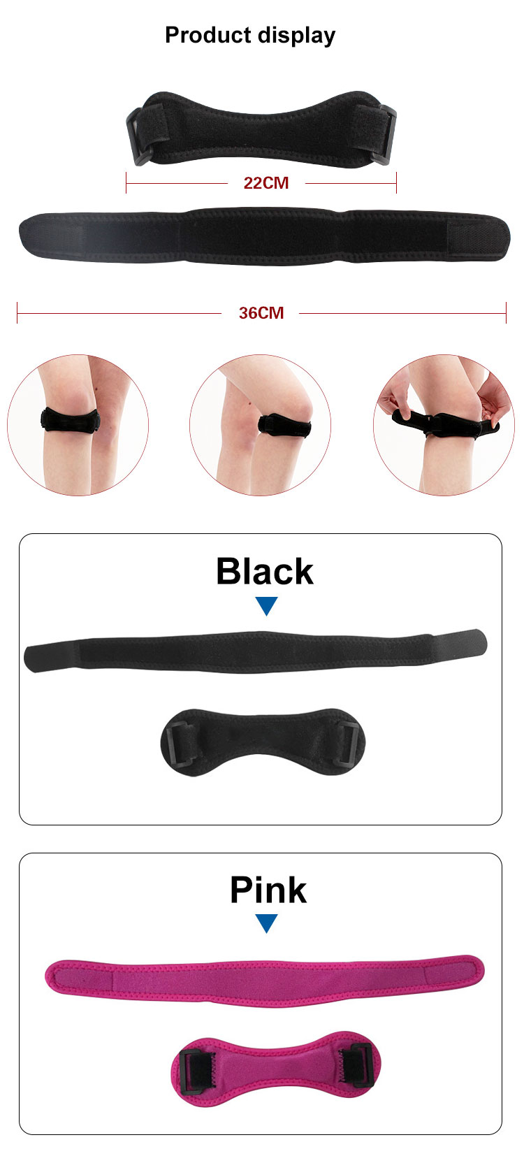 KSY Popular Adjustable Breathable Neoprene Knee Brace Patellar Tendon Knee Straps Industrial Wholesale