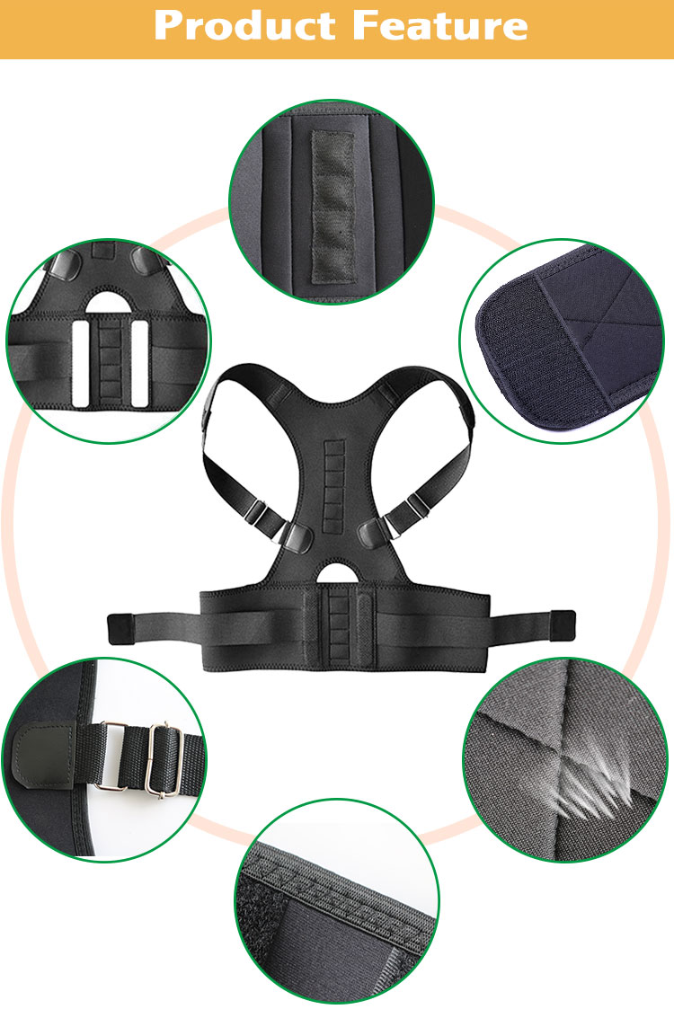 Magnetic  Spine Pain Relief  Support Posture Back Corrector Black Chinese Wholesale Supplier