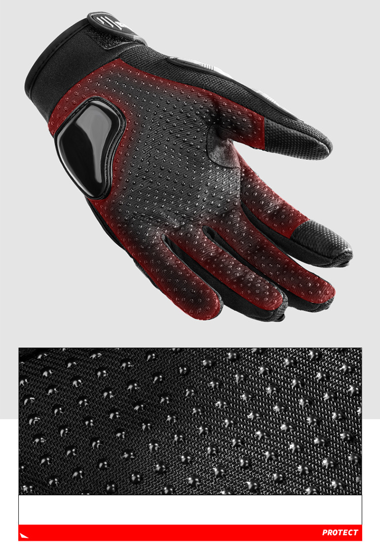 Motorcycle riding gloves Breathable protective touch screen summer thin anti-slip retro motor cycling full finger gloves Mass Wholesale