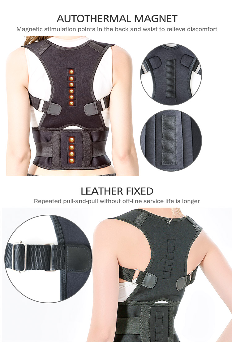 Neoprene Adjustable Back Belt Pain Brace Posture magnetic Corrective Shoulder Support Clavicle Corrector Belt Industrial Exporter