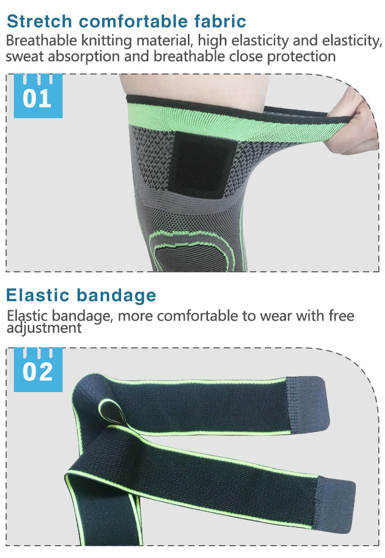 Nylon Knee Support Compression Sleeves Joint Pain Arthritis Relief Running Fitness Elastic Wrap Knee  Brace Production Wholesale Operations