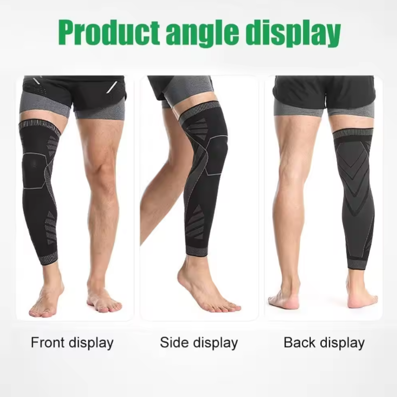 Nylon Knitted Antiskid Compression Gym Sports Leg Protector Basketball Running Long Knee Sleeves Leggings Guard Support Brace Wholesale Factory Customization