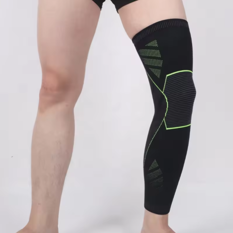 Nylon Knitted Antiskid Compression Gym Sports Leg Protector Basketball Running Long Knee Sleeves Leggings Guard Support Brace Wholesale Factory Customization