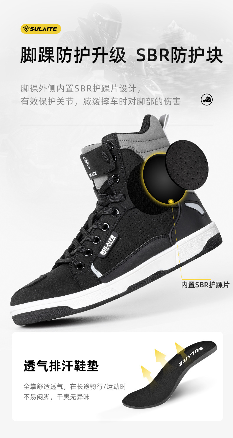 Outdoor Men Motorcycle Boots Breathable Protect Rider Road Racing Sports Gear Rubber Sole Reflective Motorbike Shoes Global Wholesale Market Operations