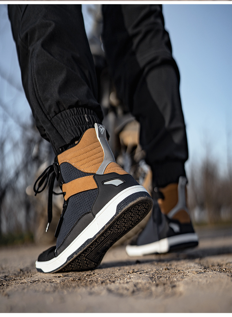Outdoor Men Motorcycle Boots Breathable Protect Rider Road Racing Sports Gear Rubber Sole Reflective Motorbike Shoes Global Wholesale Market Operations