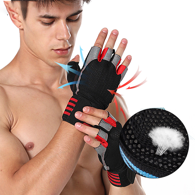 Outdoor sports cycling fitness wrist protection gloves running hiking exposed fingers half finger gloves yoga training gloves Supplier Wholesale Production