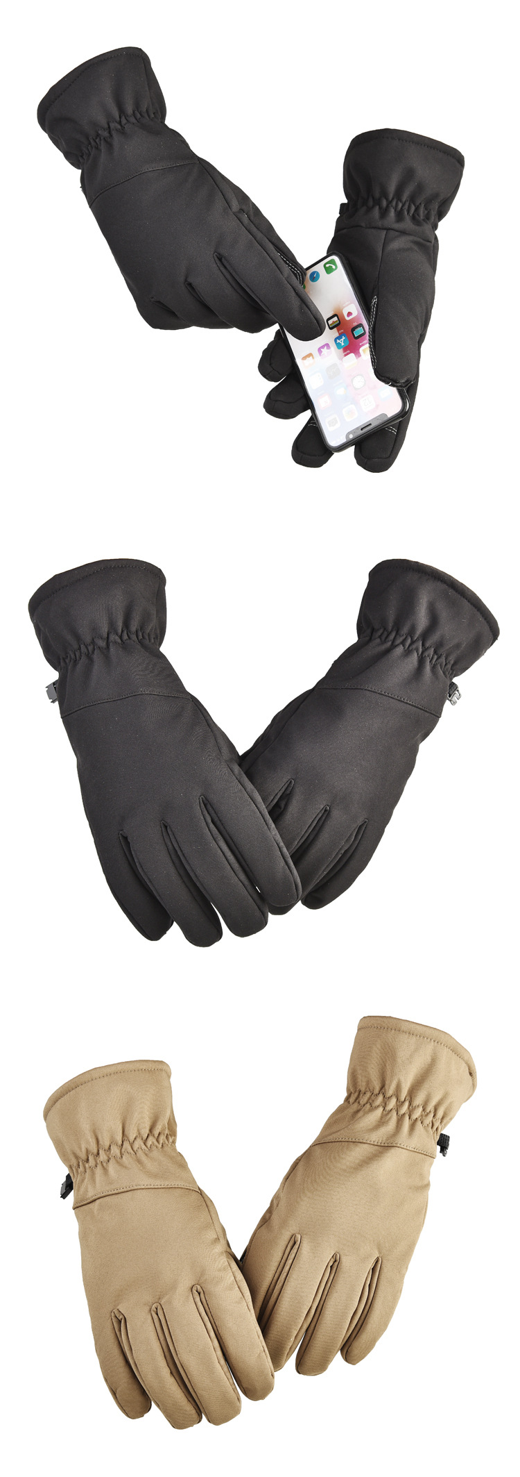 Outdoor sports warm non-slip waterproof touch screen mountaineering training plus fleece fall and winter unisex ski gloves B2B Manufacturing