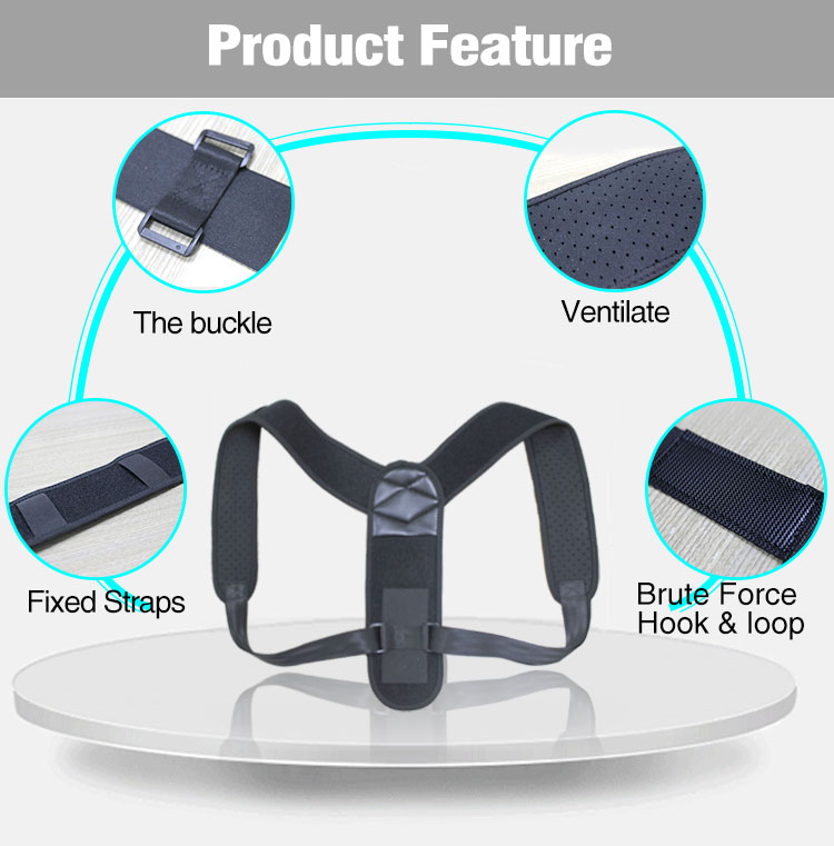 Outdoors Sports Shoulder Supports Back Brace Posture Corrector Black OEM Customized Logo China Exporter