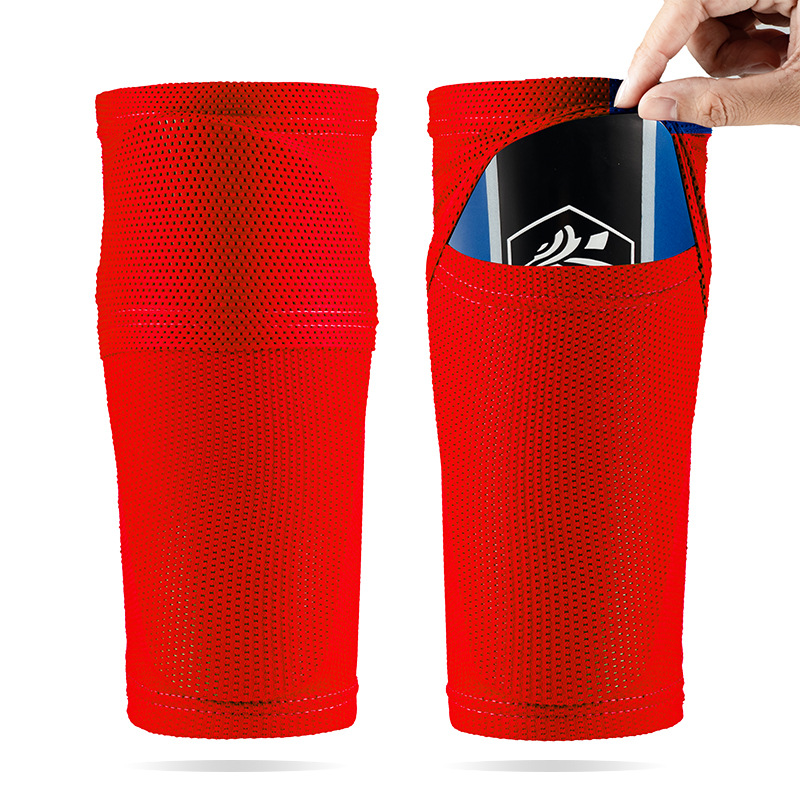 Professional Football Mesh Fabric breathable brace support sleeve With Pocket Protect Shin Quality Manufacturing Processing