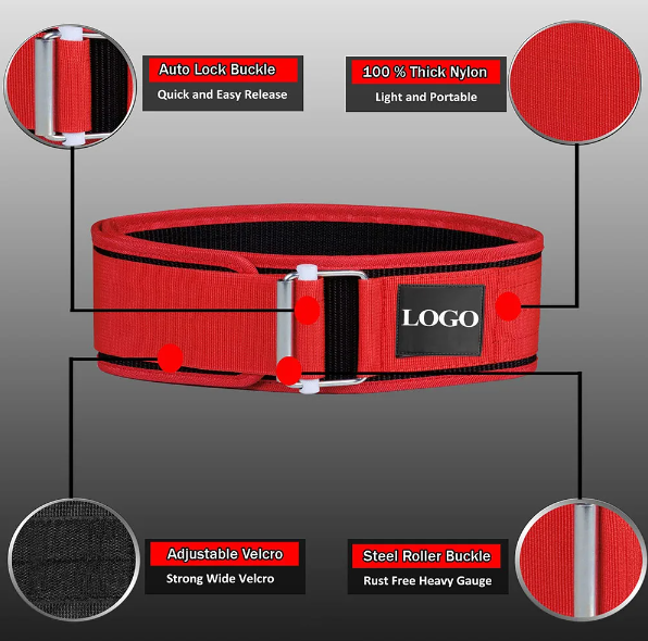 Quick Locking Weightlifting Belt Adjustable Nylon Workout Gym Belts for Men and Women Deadlifting Squatting Lifting Back Support China Bulk Supplier Customization