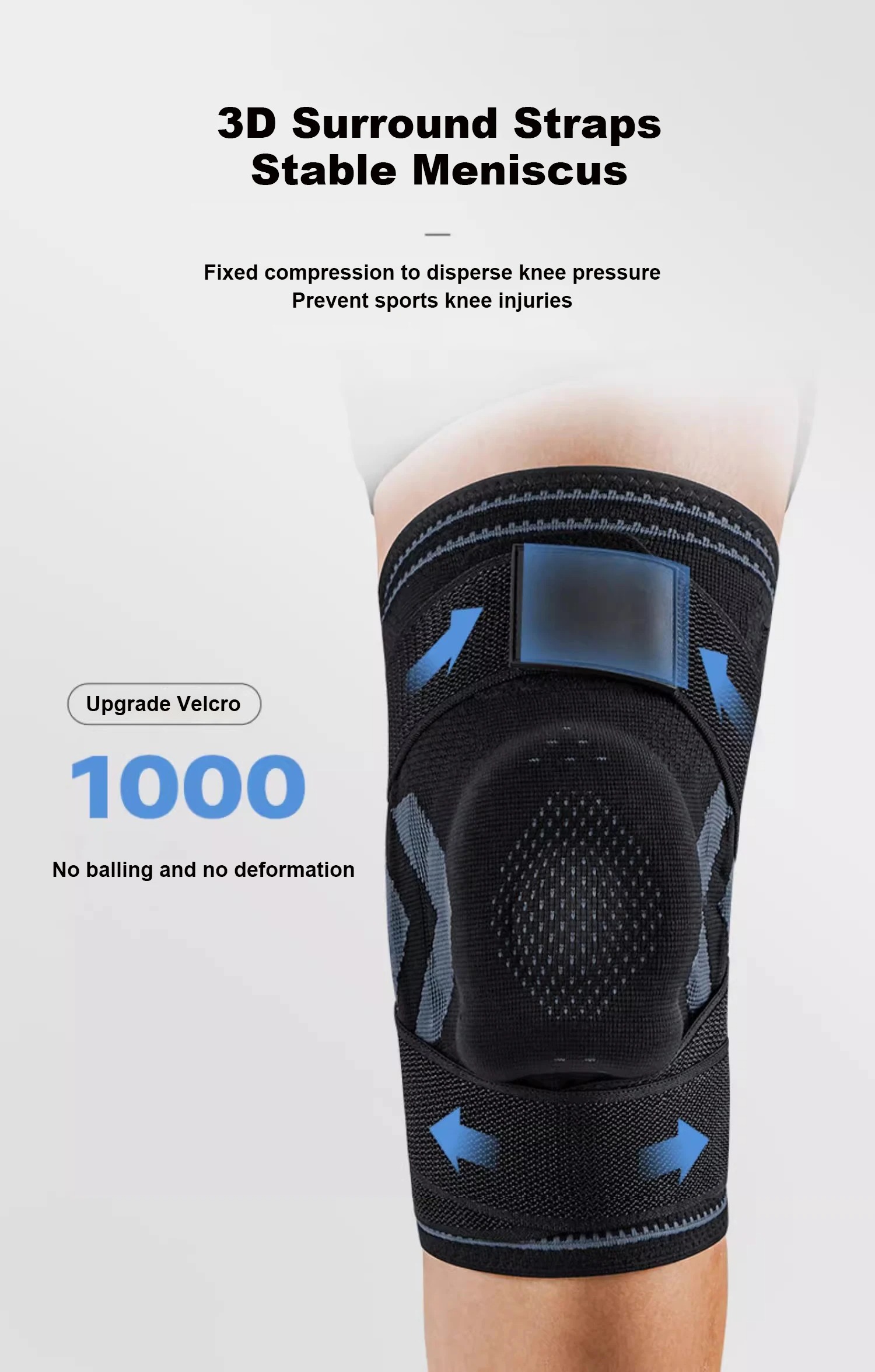 Running Knee Brace Support Straps Knee Compression Sleeves for Men & Women Meniscus Tear Arthritis Sports Joint Pain Relief Factory-Owned Wholesale Bulk Orders