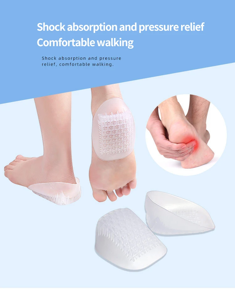 Soft Silicone Gel Insoles for Heel Lifting Inserts Arch Support Foot Care Cushion Pad Half Yard Insole Height Increase Insoles China Exporter