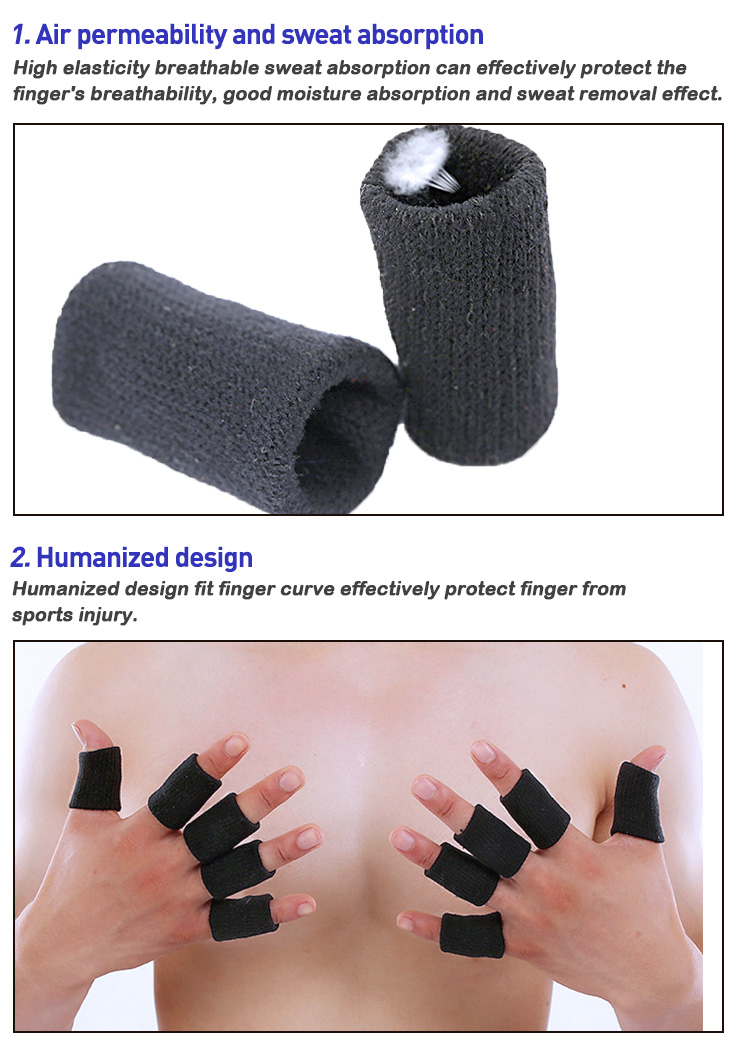 Sports finger protection basketball fitness nylon finger cover elastic breathable sports knitted finger joint protection Factory Pricing