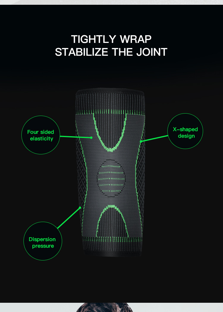 Sports knit double corrugated pressure elbow four-sided elastic fitness anti-slip breathable nylon elbow pads Large Order Wholesale Distributor