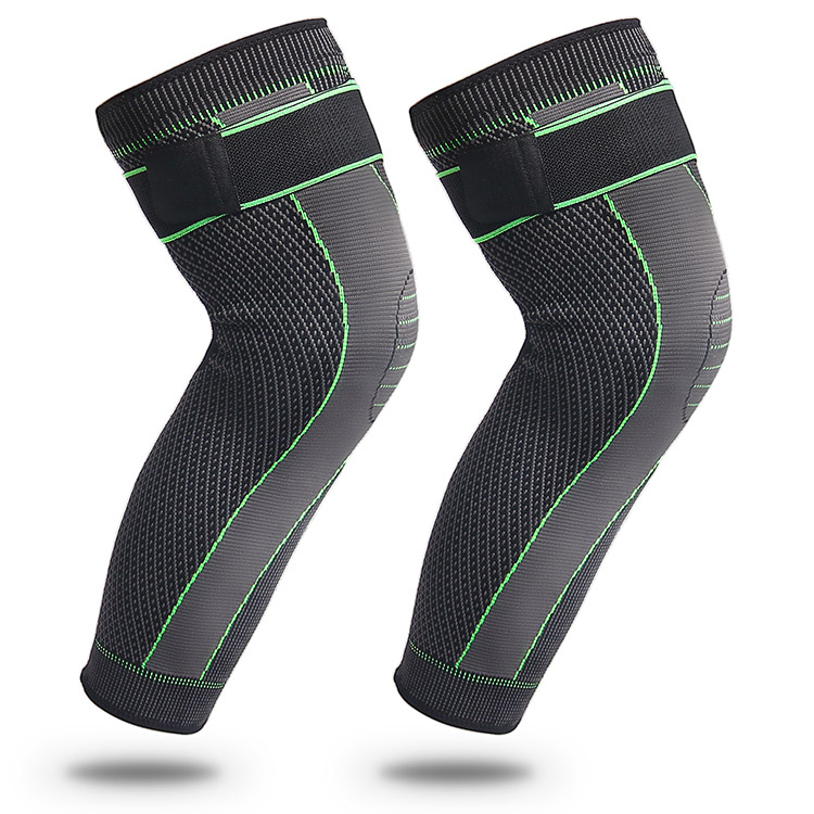 Unisex Basketball Sports Leg Brace Knee Sleeve Long Compression Full Leg Sleeve with Elastic Strap Factory Wholesale Factory