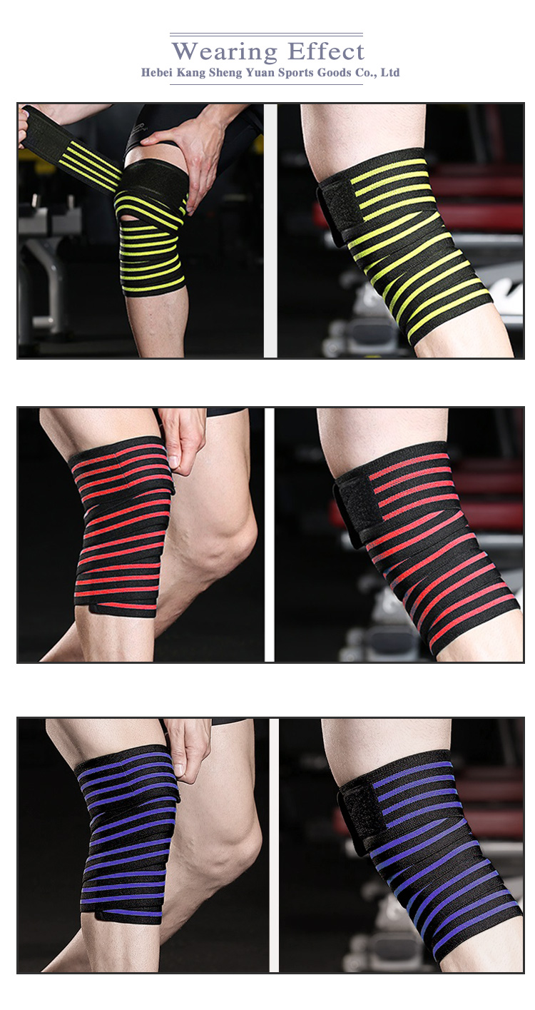 Weight lifting sports elastic Fitness knee brace strap elastic knee bandage wraps China Factory Direct