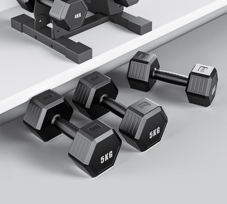 Wholesale Cast Iron Fitness Equipment Round Head Rubber Dumbbell/Rubber Hex Dumbbell Factory Pricing Supply