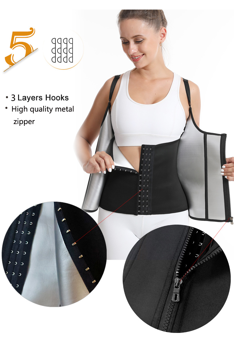 Women Sauna Shaper Vest Thermo Sweat Shapewear Tank Top Slimming Vest Waist Trainer Corset Gym Fitness Hot Workout Zipper Shirt Wholesale Distribution Distributor