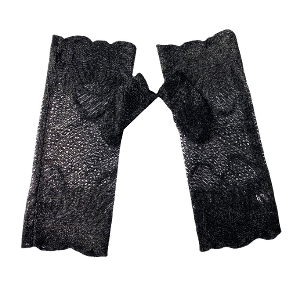 Womens Sexy Lace Short Gloves Half Finger Sailor Dance Mittens Fingerless Driving Cycling Gloves Spring Summer Sunscreen Gloves Bulk Supply