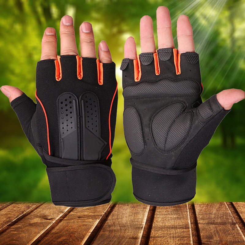 fingerless workout strap men dumbbell weight lifting gym wrist wraps gloves Large-Scale Factory