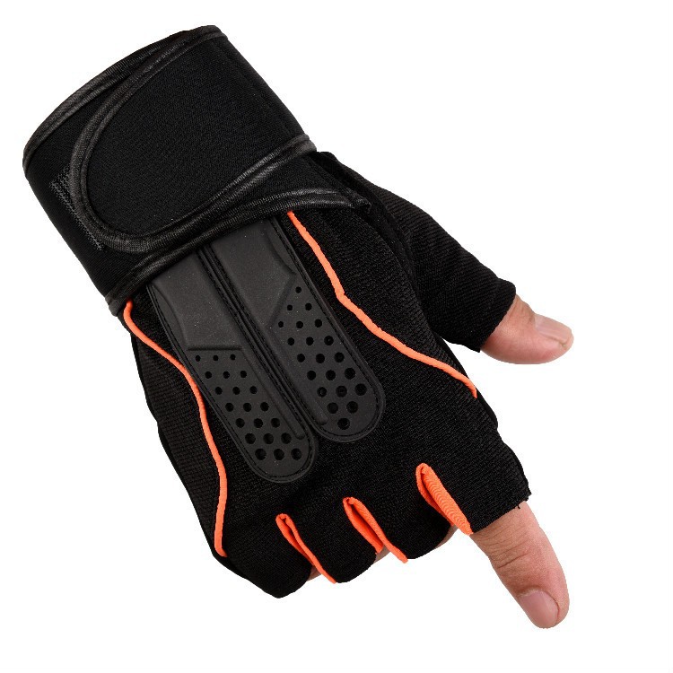 fingerless workout strap men dumbbell weight lifting gym wrist wraps gloves Large-Scale Factory