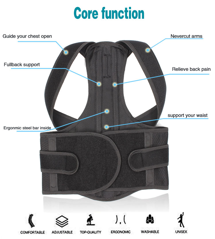 new design comfortable fashionable orthopedic Posture Corrector Upper Back Brace ODM Manufacturing Direct